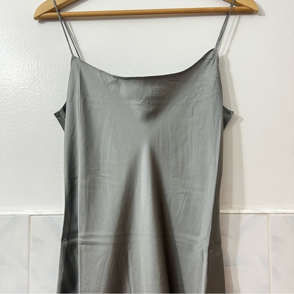 J. Crew 2 Gray Silver Satin 90s Quiet Luxury Minimalist Fairy Midi Slip Dress - Picture 4 of 11
